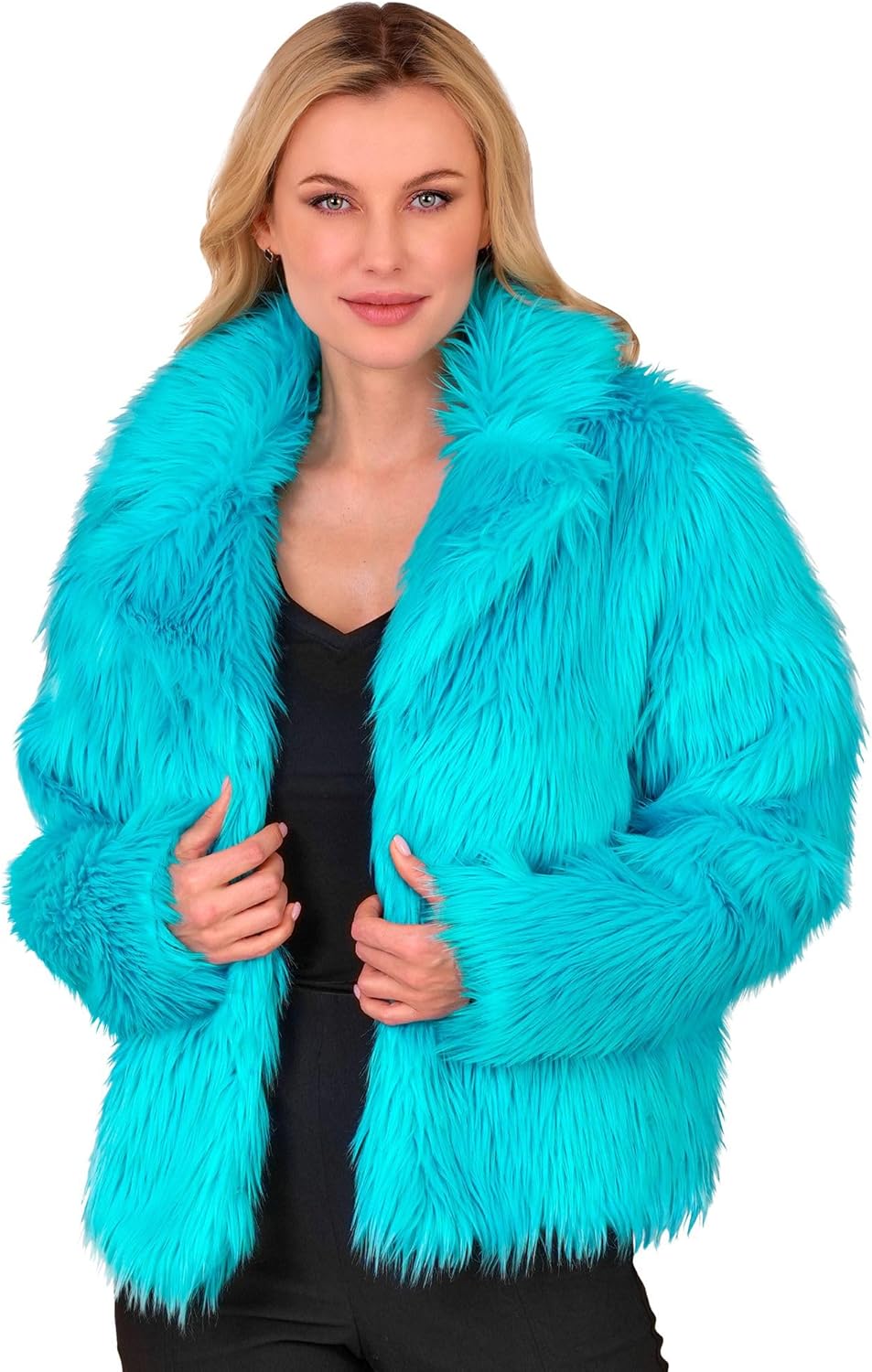 W WIDMANN MILANO Party Fashion - Damen Kunstfell-Jacke, flauschiger Pelz, Plüschjacke, Kostüm, Party