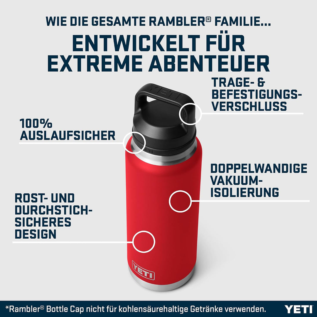 YETI Rambler Flasche Mit Chug-verschluss, Rescue Red, 36oz (1065ml), Rescue Red