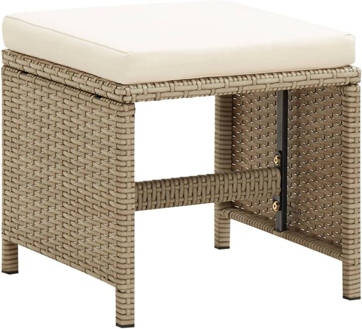vidaXL 2X Gartenhocker mit Sitzkissen Sitzhocker Hocker Rattanhocker Gartenmöbel Fusshocker Garten B