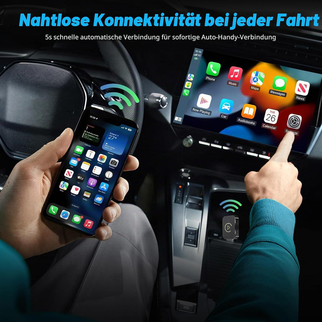 Wireless Carplay Adapter, 2025 Upgrade Wireless Android Auto Adapter,2 in 1 Kabelloses Carplay Auto