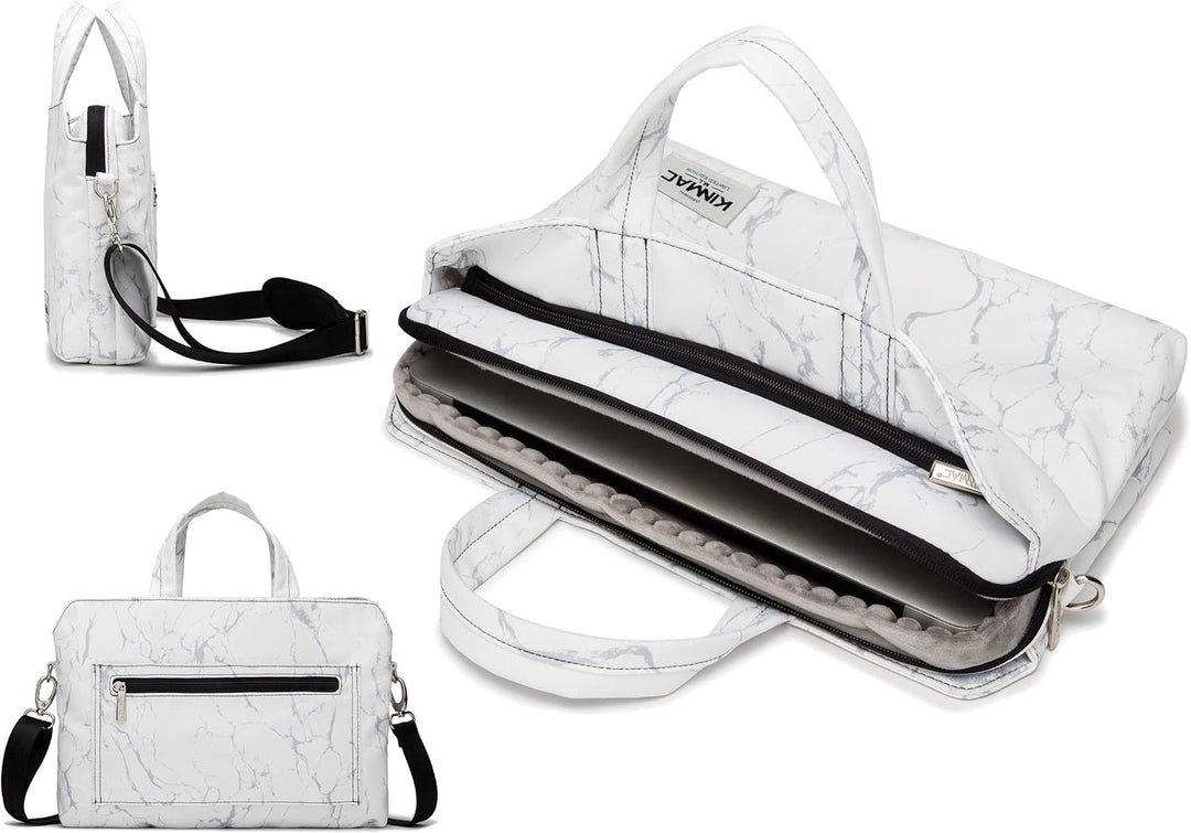Kinmac 360 Degree Laptop Messenger Shoulder Bag 11 inch-13.5 inch Weisser Marmor mit 2 Taschen, 11 i
