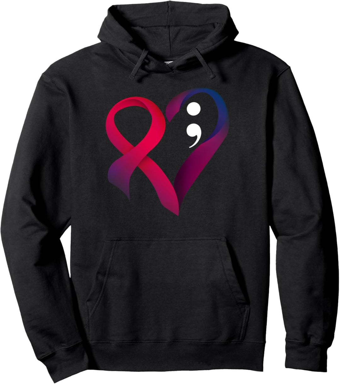 Suizidprävention Herz Semikolon Geistige Gesundheit Bewusstsein Pullover Hoodie