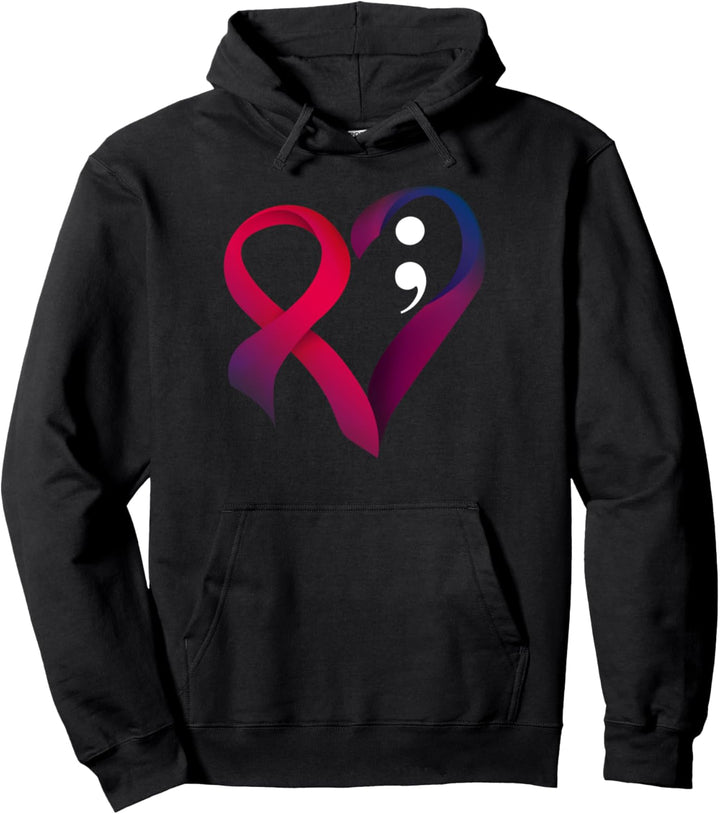 Suizidprävention Herz Semikolon Geistige Gesundheit Bewusstsein Pullover Hoodie