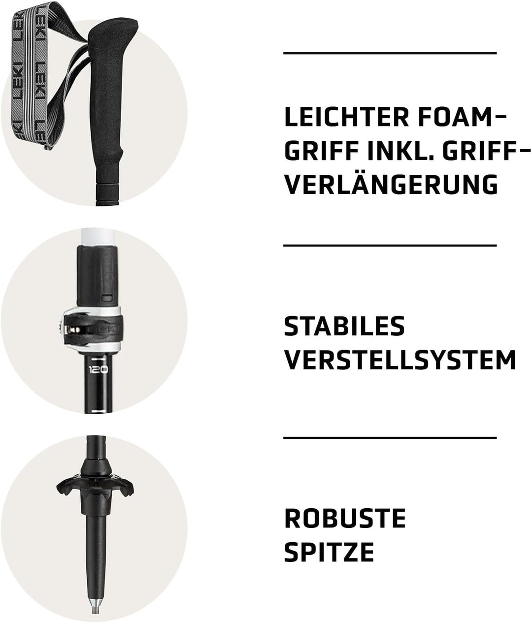 LEKI Skytera Lite Wanderstöcke Damen & Herren | verstellbare Trekkingstöcke aus Aluminium (90-135cm)