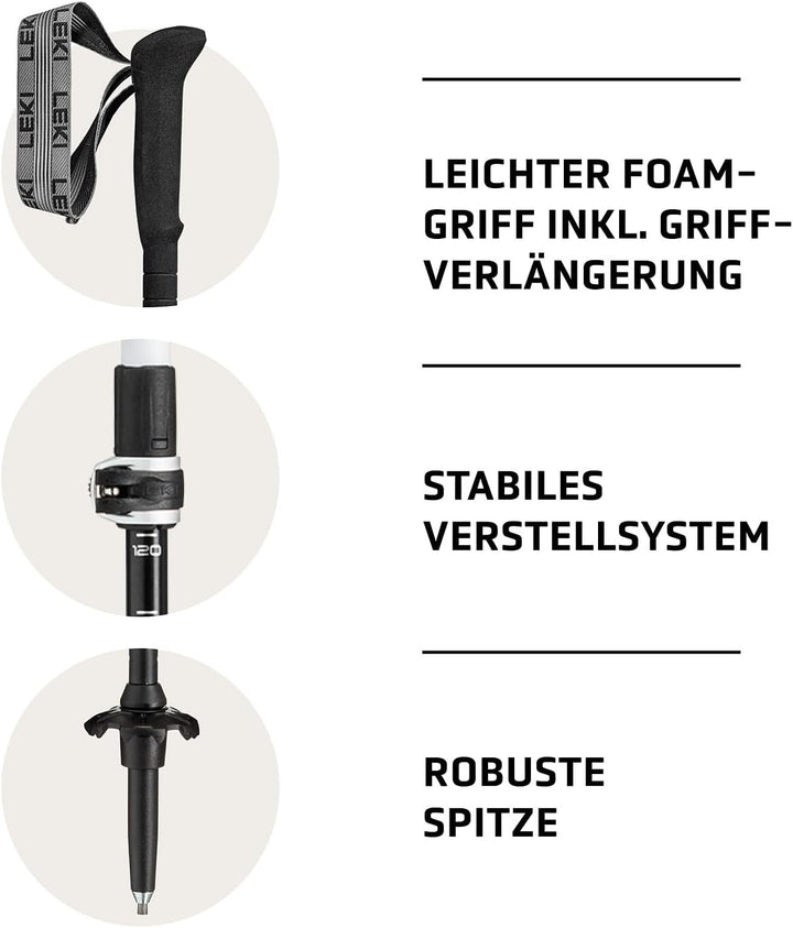 LEKI Skytera Lite Wanderstöcke Damen & Herren | verstellbare Trekkingstöcke aus Aluminium (90-135cm)