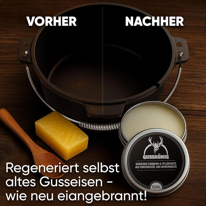 Dutch Oven Set 9-teilig – bereits eingebranntes Gusseisen Topf Set – Bratpfanne, Grilltopf, Deckelhe
