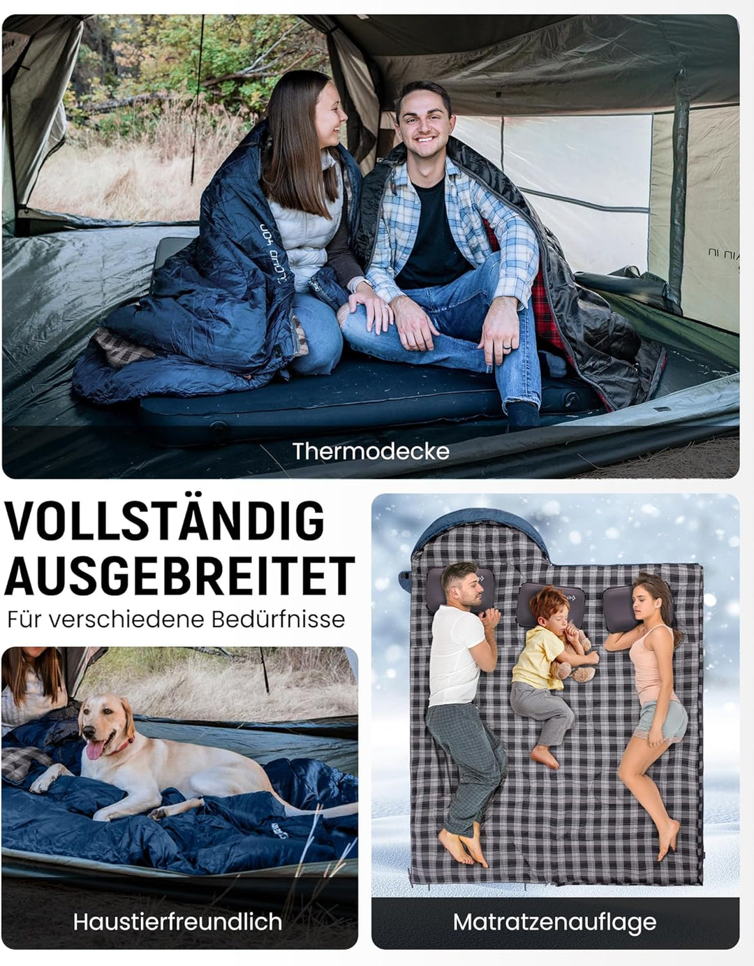 KingCamp Schlafsack für Erwachsene, Winter, Flanell, kompakt, 3-4 Jahreszeiten, Decke für Camping, R