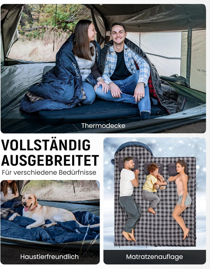 KingCamp Schlafsack für Erwachsene, Winter, Flanell, kompakt, 3-4 Jahreszeiten, Decke für Camping, R