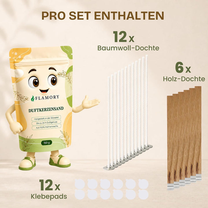 Kerzensand mit Duft Discovery Set 6x150g – [Orange/Vanille/Lavendel/Verbena/Rose/Sandelholz] – 18 Do