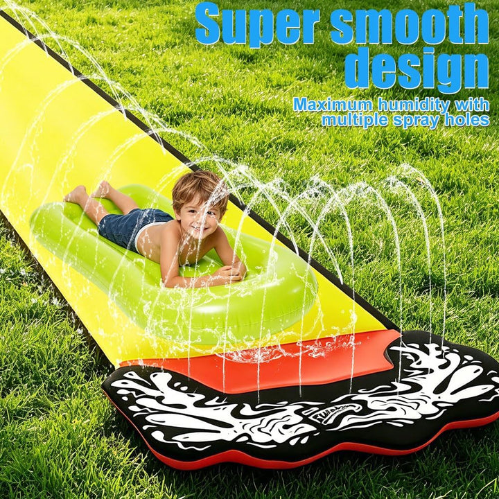 Wasserrutsche Garten, 480 x 70 cm Single Water Slide, Wasserrutschmatte mit 2 Bodyboards, Eingebaute