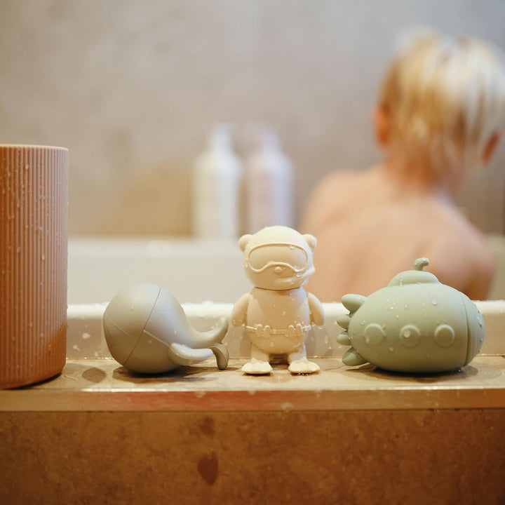Mushie Badewannenspielzeug für Baby und Kinder aus Silikon | 4er-Pack Meeresleben Sea Life Badespiel