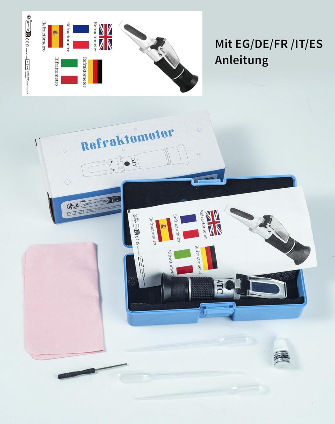 LAOYE Refraktometer Honig 2 in 1 Imker Refraktometer 12-32% Wassergehalt Honig 58-90% Brix Refraktom