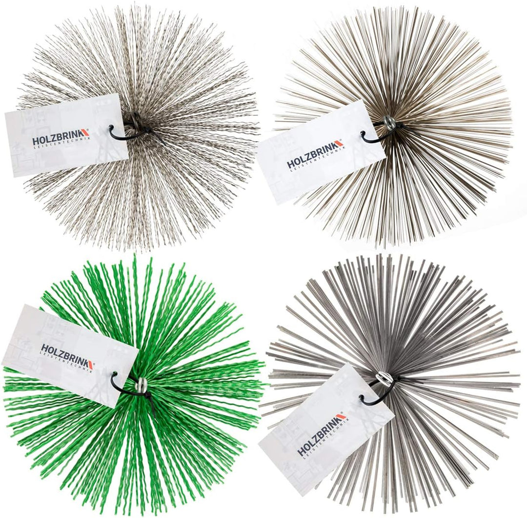 HOLZBRINK 150mm Kaminbesen Schornsteinbesen aus Federstahl + 12m PP-Seil + Zuggewicht inkl. Montagez