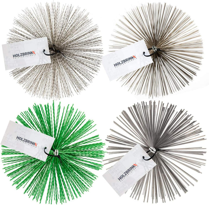 HOLZBRINK 250mm Kaminbesen Schornsteinbesen aus Federstahl + 12m PP-Seil + Zuggewicht inkl. Montagez