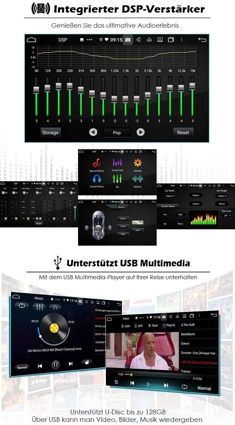 ERISIN 8-Kern Android 10 Autoradio Bluetooth GPS für FIAT 500X Navigation Unterstützt Carplay DSP An
