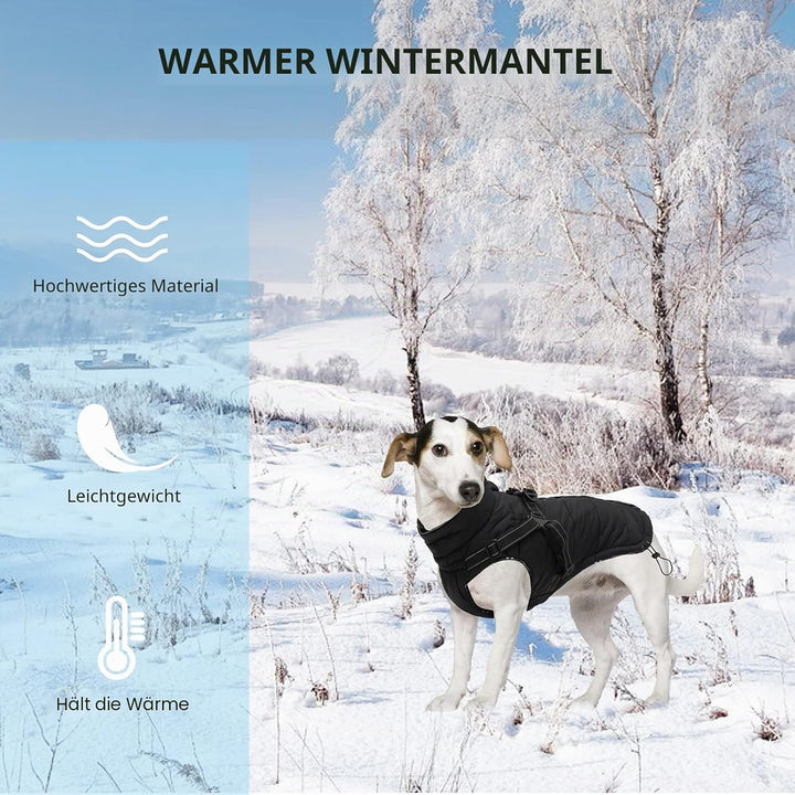 Pethiy -Super Warm Hunde wintermäntel mit Geschirr, Hundejacke mit Innenfleece, Wasserdichte Kleine