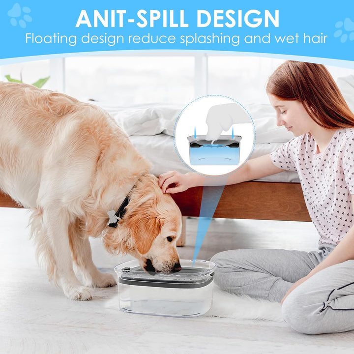 Hunde Wassernapf ohne Verschütten, Knapp 2.5L Grosser Auslaufsicherer Hundenapf, Anti-Spritz Wassers