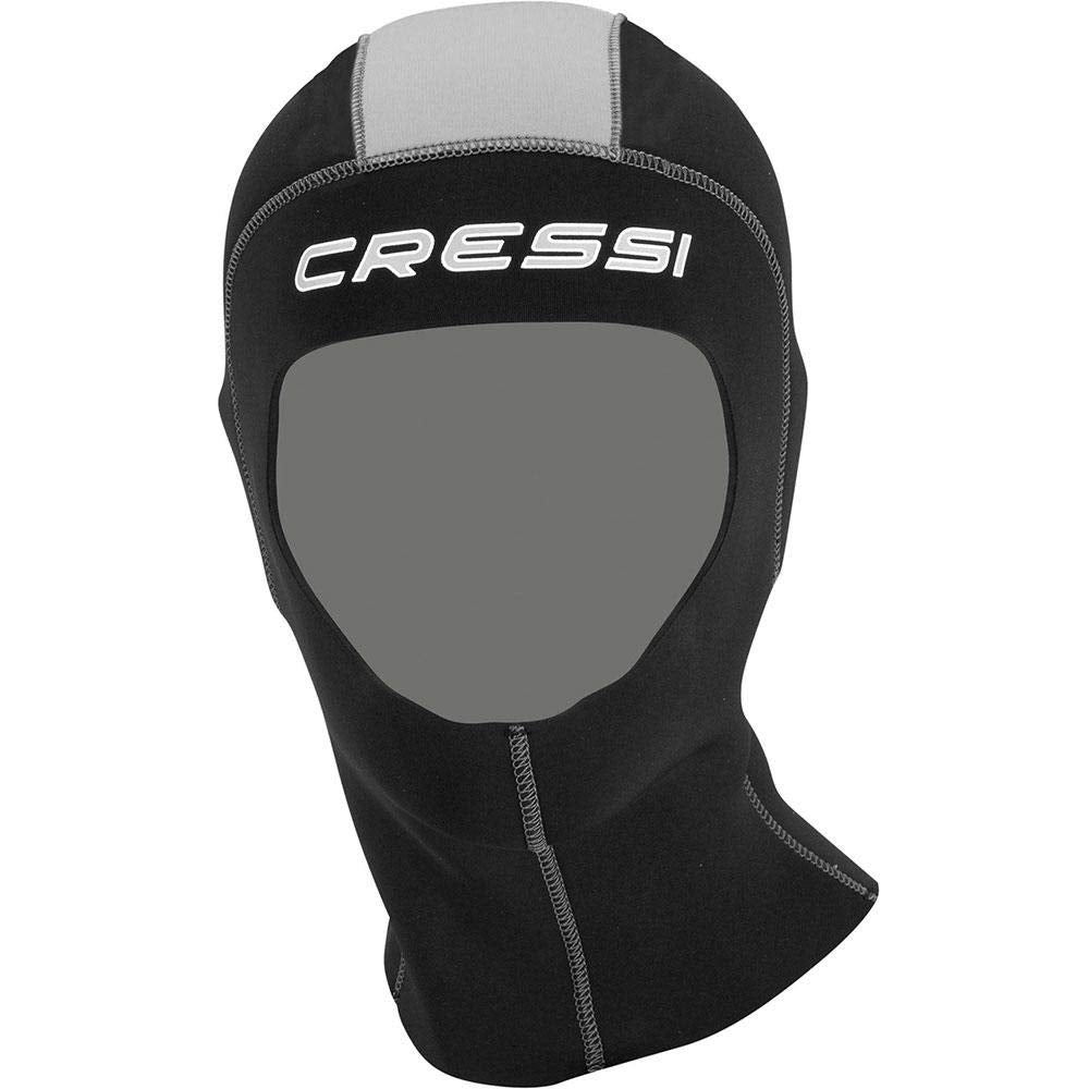 Cressi Draget Plus Hood Man 5mm - Neopren 5mm Kopfhaube mit Ausgezeichnette Passform, Schwarz/Silber