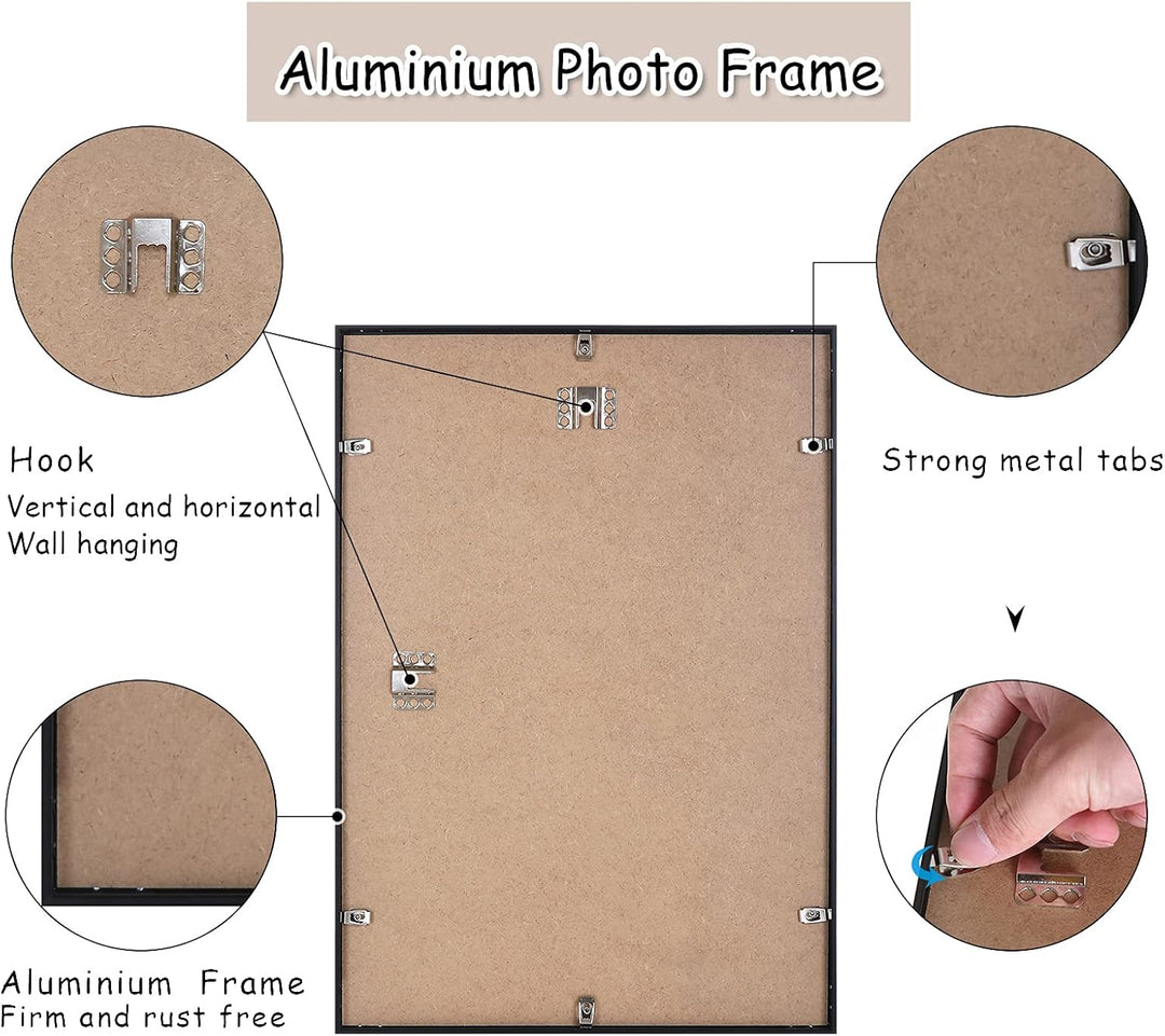 YEEPHAN A3 Aluminium-Fotorahmen mit Plastic glass front, Wandhalterung für Bild oder Zertifikat 29,7