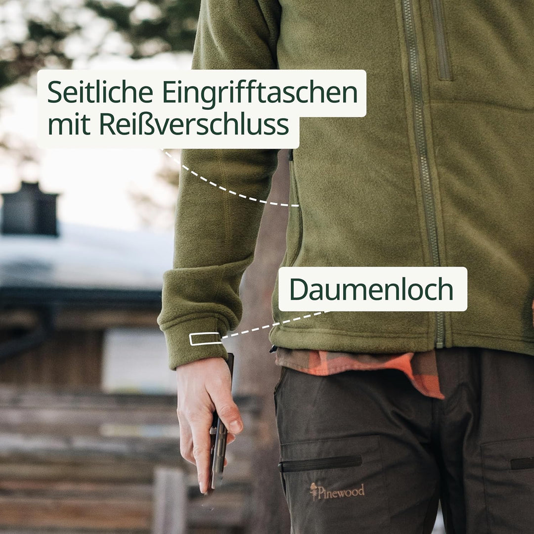Pinewood Fleece Jacke für Herren. Zum Wandern, Trekking, Jagd, Hundesport und vielen Outdooraktivitä