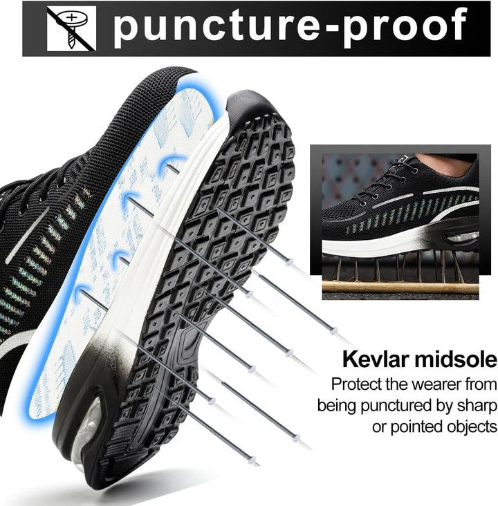 YEKOYIOO Sicherheitsschuhe Herren Damen Arbeitsschuhe mit Stahlkappe Sneaker Schutzschuhe 38 EU Mehr