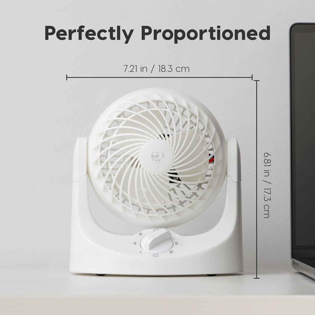 Iris Ohyama Woozoo Kleiner Ventilator, Vertikale Neigung 120°, Leise 28dB, Tragbar, 3 Geschwindigkei