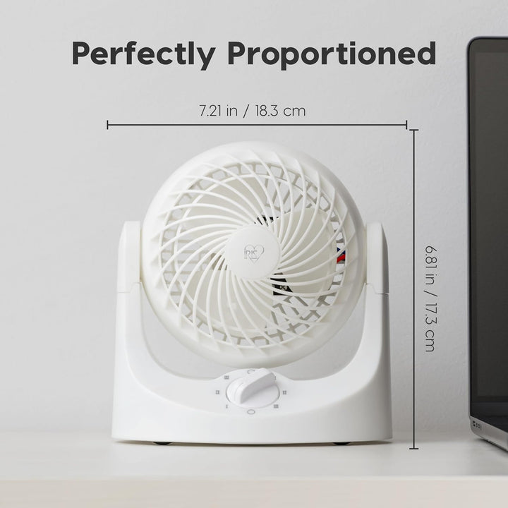 Iris Ohyama Woozoo Kleiner Ventilator, Vertikale Neigung 120°, Leise 28dB, Tragbar, 3 Geschwindigkei