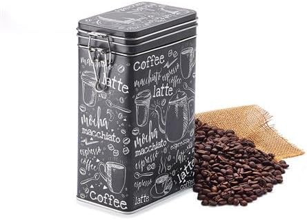 Rechteckige Kaffeedose im Vintage-Stil, schwarz/weiss, Retro-Blechdose für die Küche, hermetisch abg