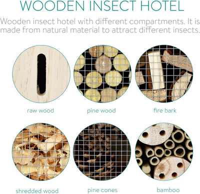Navaris Insektenhotel aus Holz - versch. Grössen und Designs - Naturbelassenes Insekten Hotel für Ve
