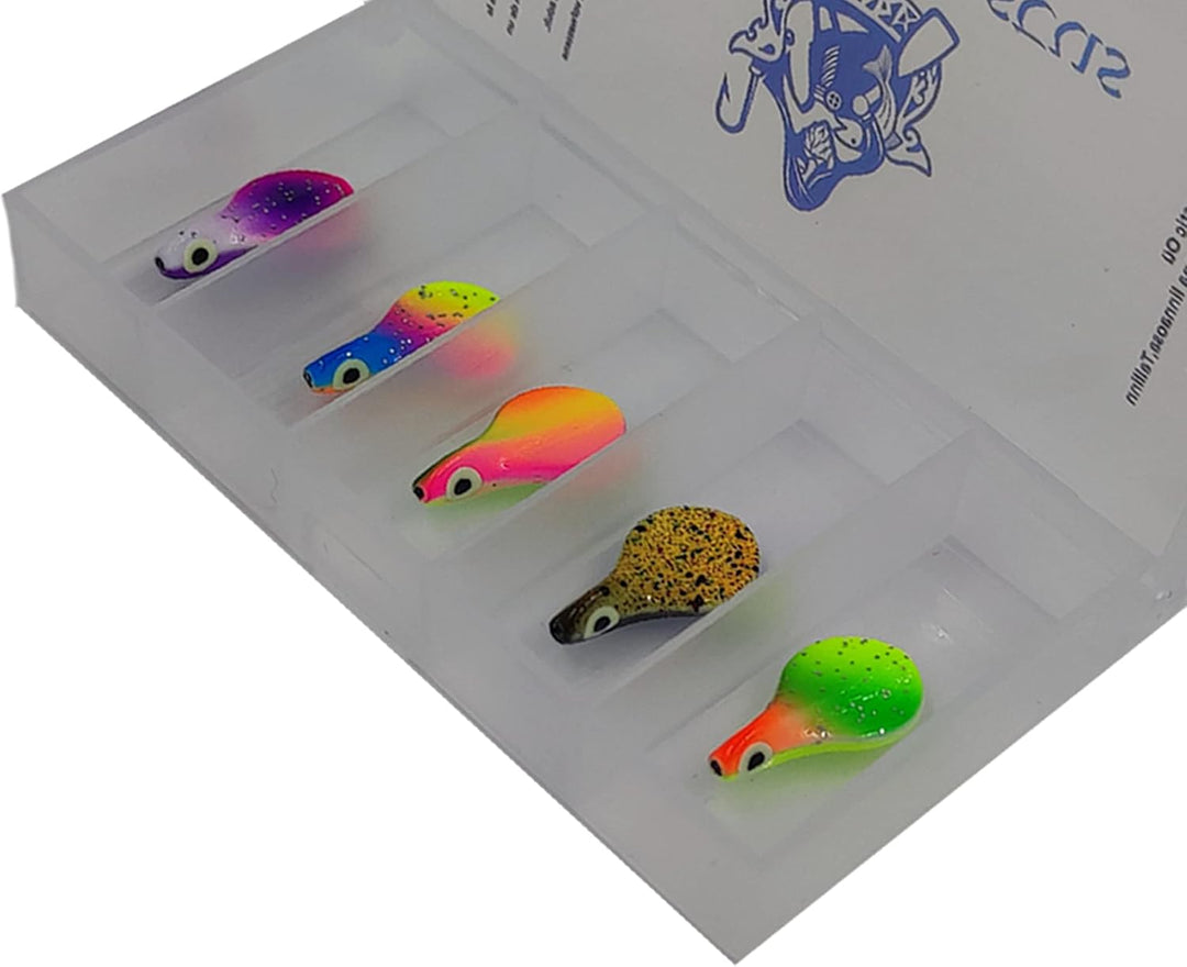 Njord Kalastus Inline Spoon Forelle in Box | UV Aktiv und Selbstleuchtende 3D Augen | Durchlaufblink