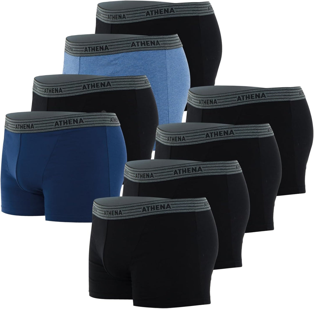 Athena Herren Promo Basic Coton Boxershorts (8er Pack) S Mehrfarbig (Noir/Noir/Noir/Noir/Bleu/Noir/B