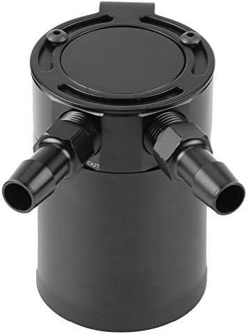 EVGATSAUTO Universal Baffled 2-Port Compact Baffled Oil Catch Tank Ölfangdose Compact Baffled Oil Ca