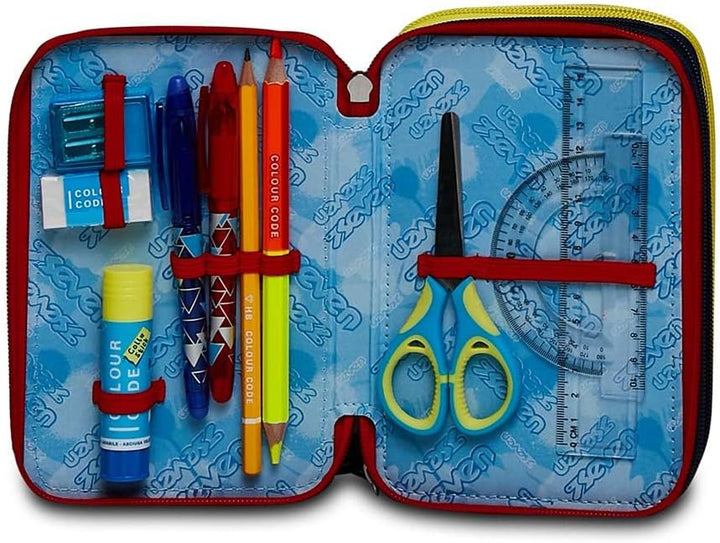 Seven Federmäppchen, Mäppchen, mehrfarbig, Federtasche für Schreibwaren, Etui komplett mit Bleistift
