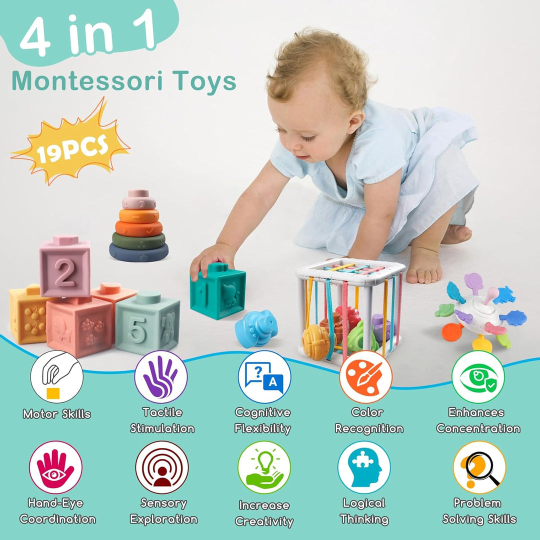 Aliex Baby Spielzeug, Montessori Babyspielzeug – Motorikspielzeug | Stapelturm | Stapelsteine | Moto