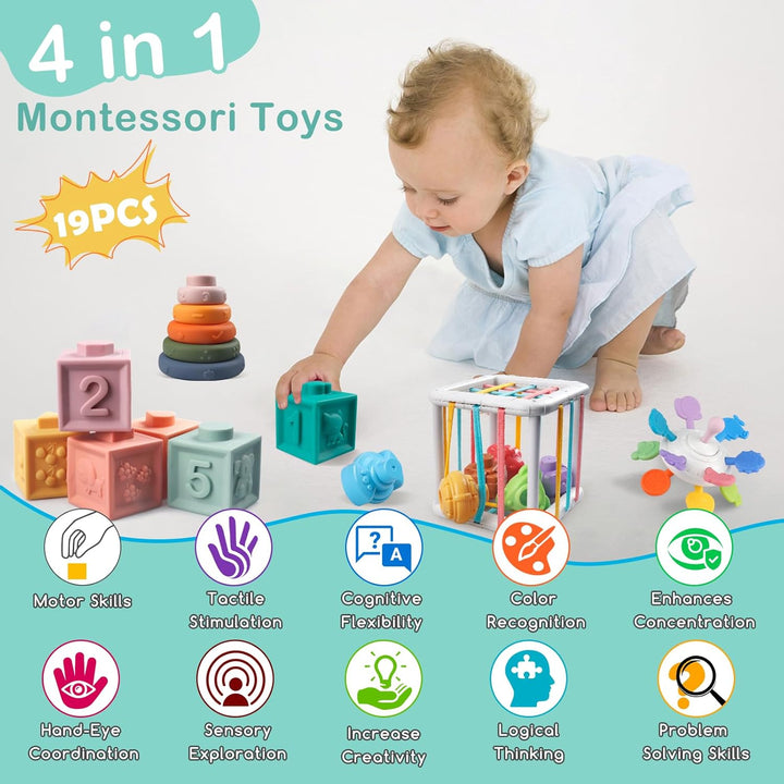 Aliex Baby Spielzeug, Montessori Babyspielzeug – Motorikspielzeug | Stapelturm | Stapelsteine | Moto