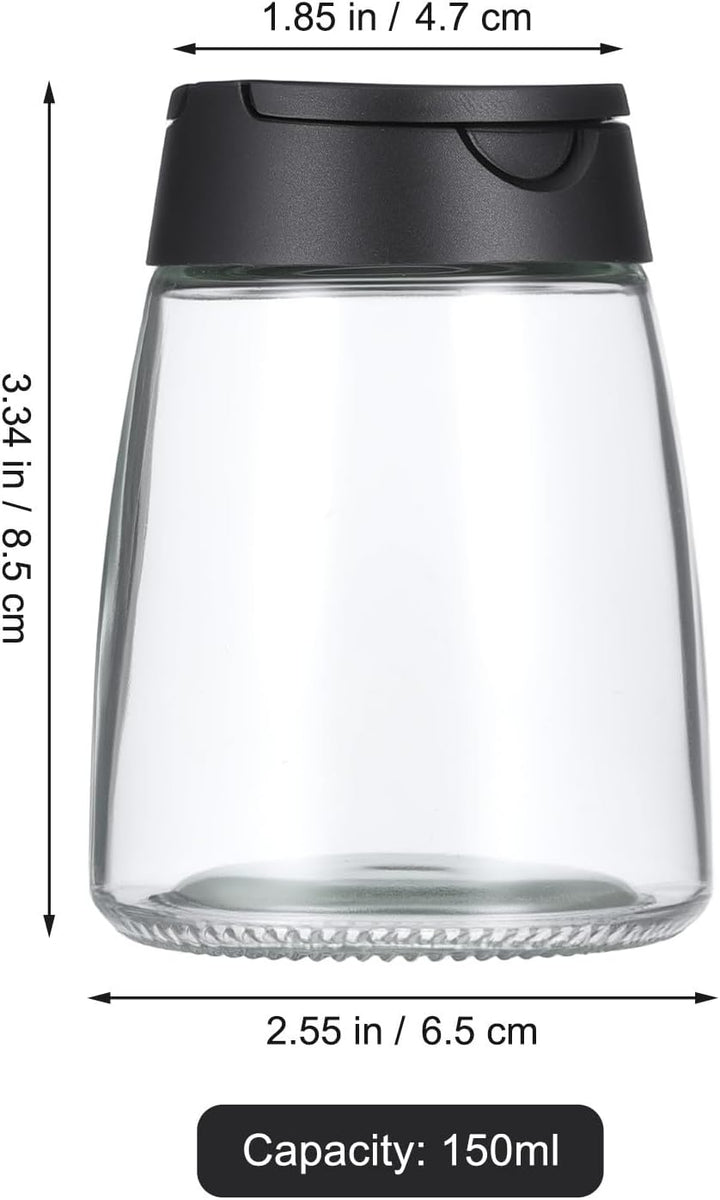 Yardwe 12 Stück Gewürzgläser Glas, Kleine Gewürzdosen mit Doppeldeckel Schwarz, 150ml Gewürzstreuer
