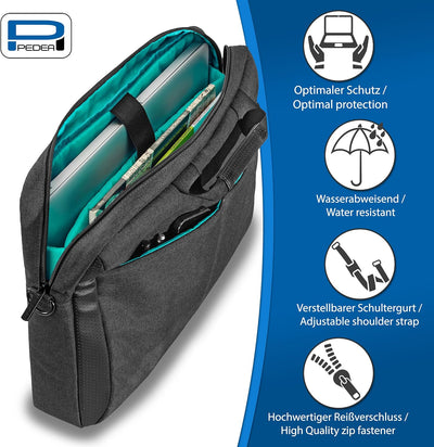 PEDEA Laptoptasche Lifestyle Schwarz 17,3 Zoll mit Notebookschloss, Schwarz 17,3 Zoll mit Notebooksc