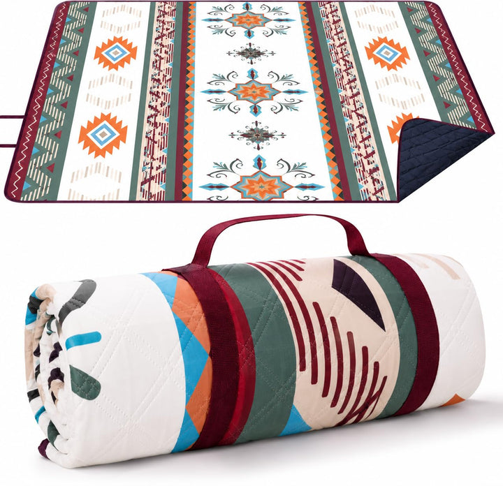 Picknickdecke Boho Wasserdicht 200x200cm – Stranddecke Sandfrei &amp; Waschbar, Extra Gross Outdoor Deck