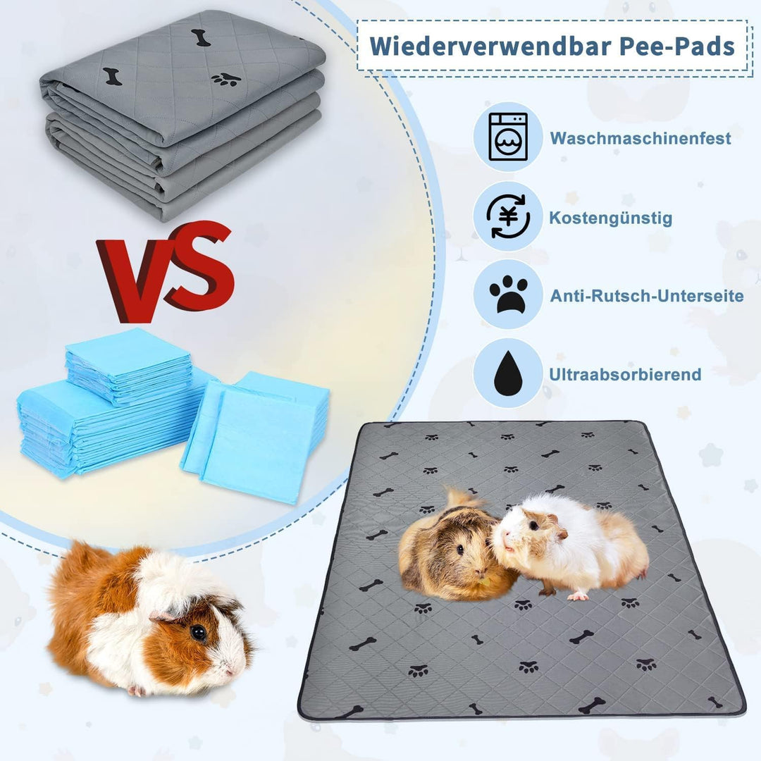 PICK FOR LIFE Saugfähige PIPI-Pads für Meerschweinchen, 2 Stück 60x90cm Waschbare PIPI Pads für Kani