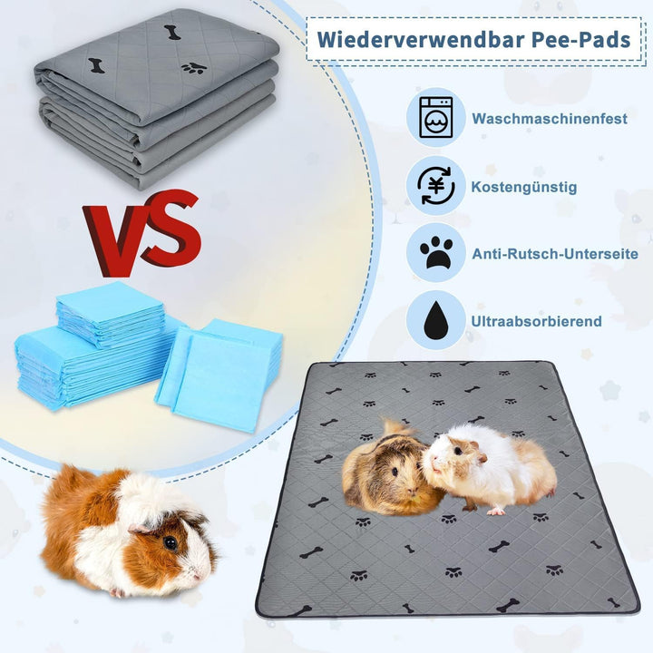 PICK FOR LIFE Saugfähige PIPI-Pads für Meerschweinchen, 2 Stück 60x90cm Waschbare PIPI Pads für Kani
