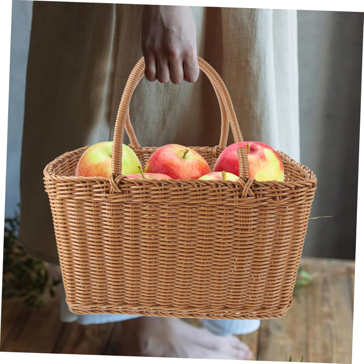 YARNOW Einkaufskorb Tragbar Kunststoff Gewebter Korb Geflochtene Damen Shopper Einkaufstasche Strand