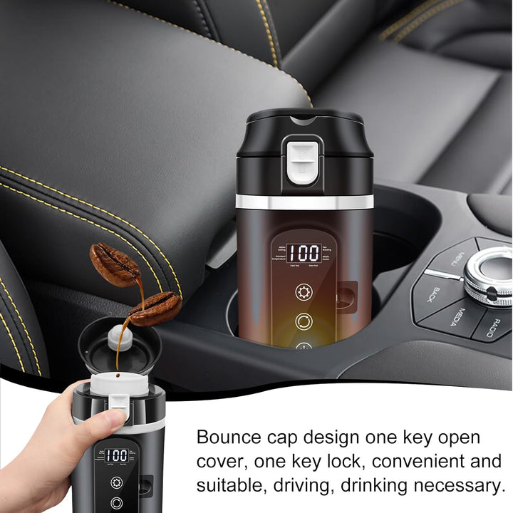 500ml Auto-Heizbecher, 12V/24V Auto Wasserkocher mit LCD-Anzeige, 45-100W Tragbare Heizung Reise Was