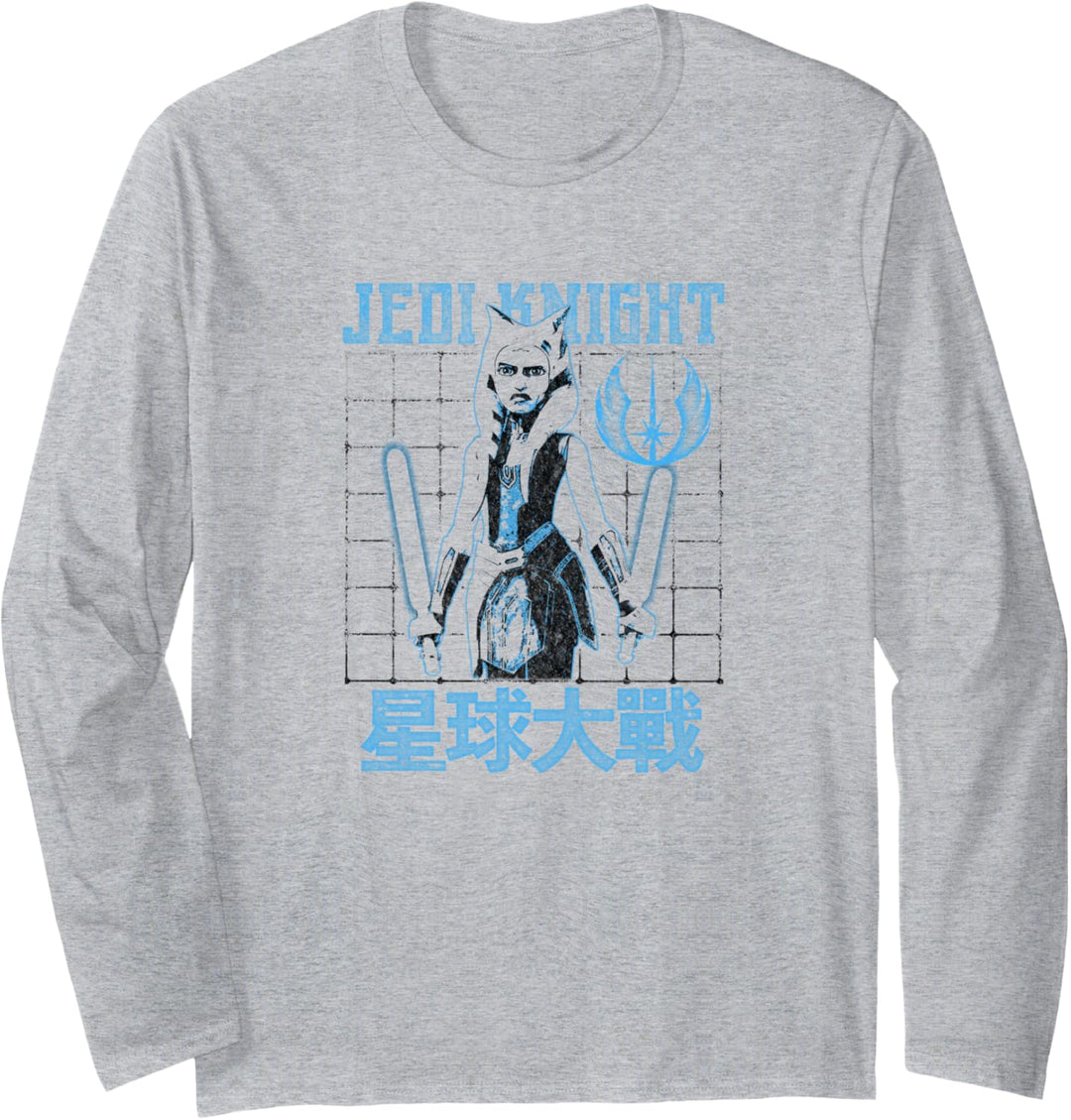 Star Wars Ashoka Clone Wars Transparent Blue Grid C1 Langarmshirt
