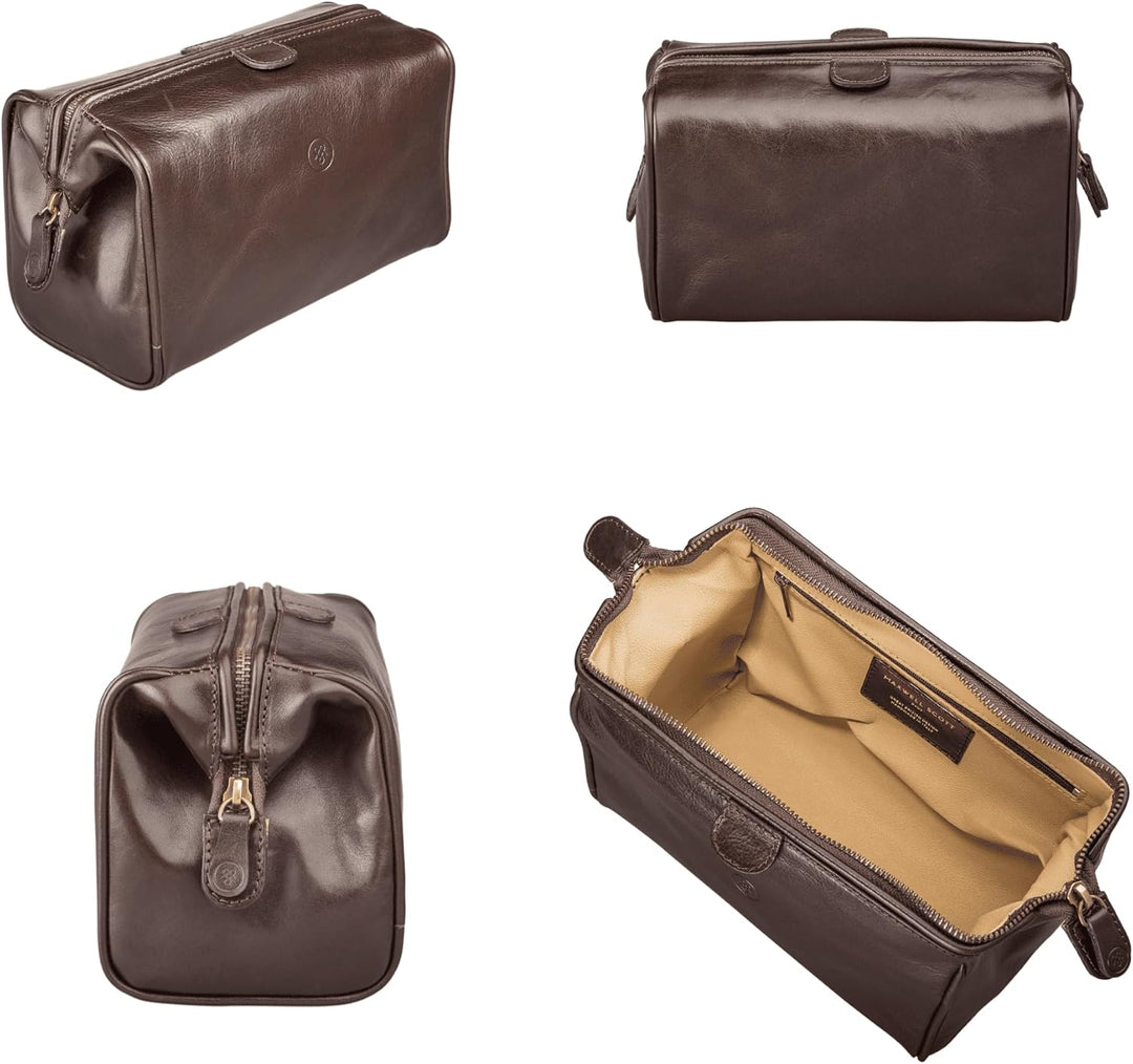 Maxwell Scott - Personalisierte Herren Luxus Leder Kulturbeutel Dopp Kit mit Reissverschluss Öffnung