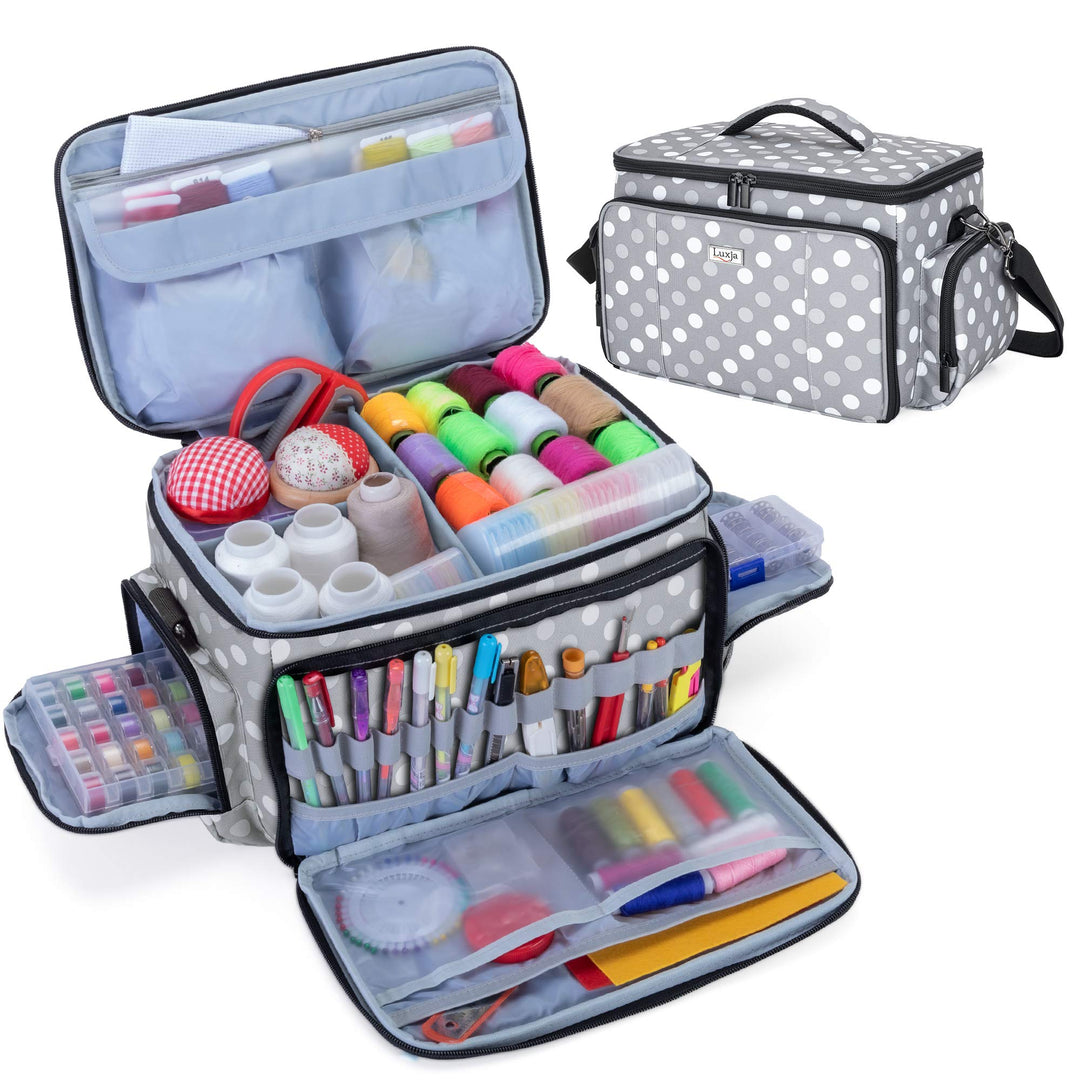 Luxja Nähset Aufbewahrung, Nähzubehör Tasche Organizer für Anfänger, Reisende, Tragetasche für Nähma