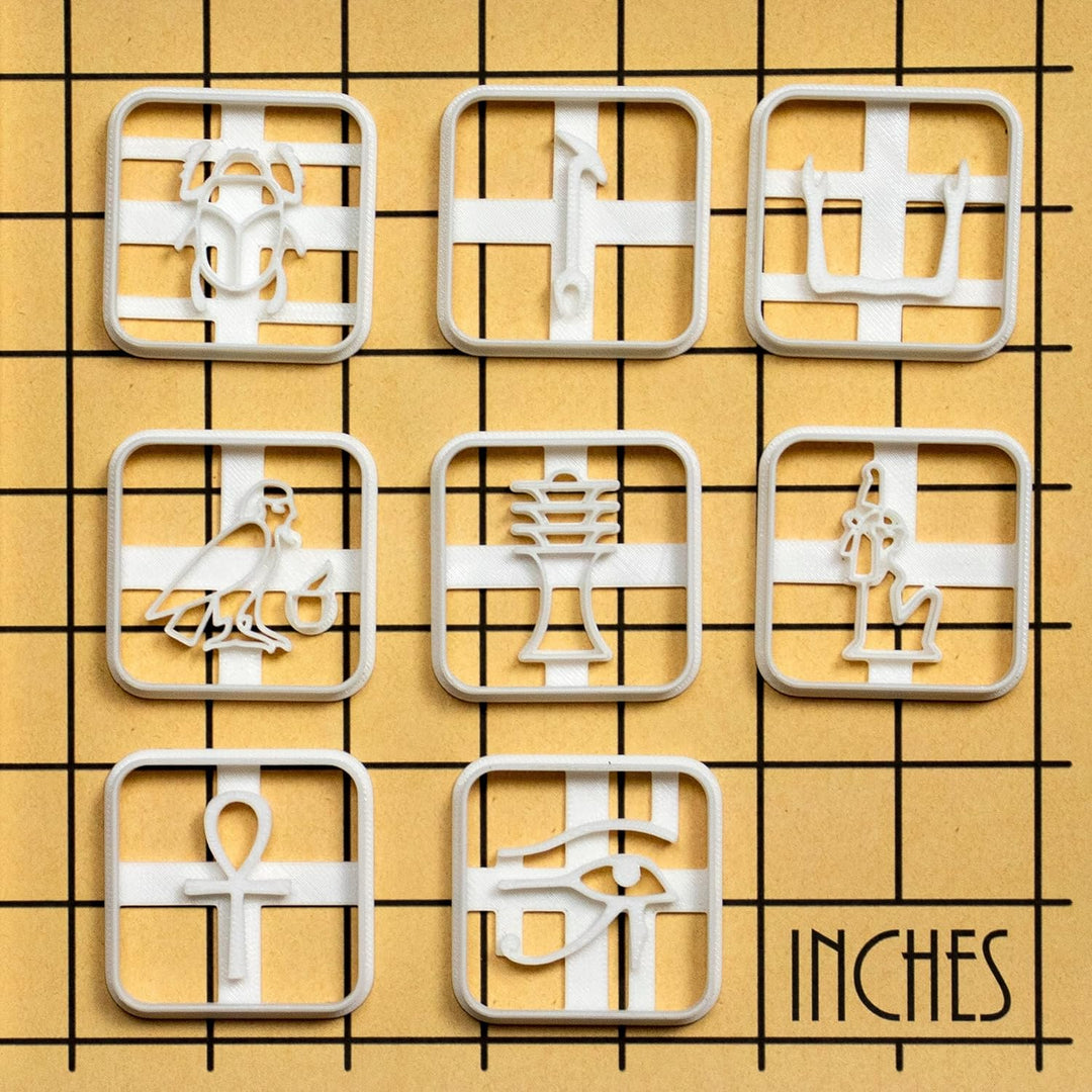8er Set Ägyptische Hieroglyphen Ausstechformen, 8 Teile, Bakerlogy