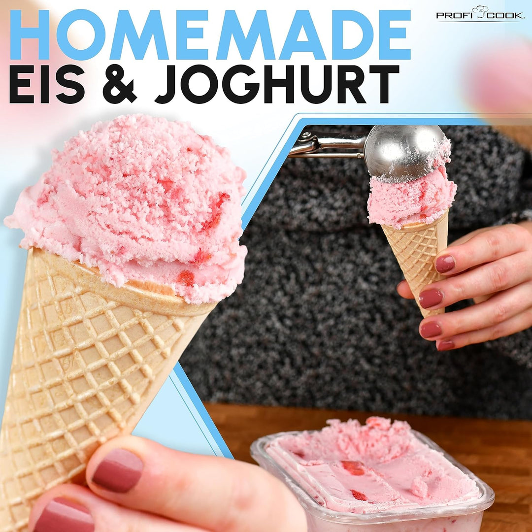 ProfiCook Eismaschine und Joghurtbereiter | Eis in 20 min. | für bis zu 1500ml | Eismaschine mit Kom