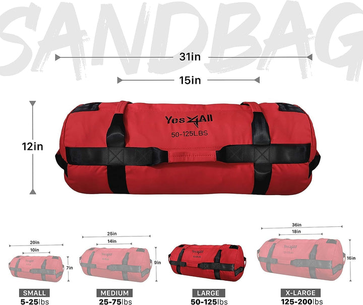 Yes4All Verstellbar Gewichtssack für Fitness mit 7 Griffe - Power bag ideal für Krafttraining, Ungef