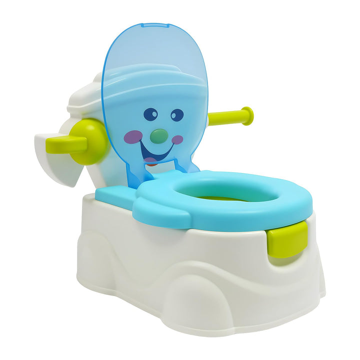 2in1 Kindertoilette Töpfchentrainer mit Rückenlehne, abnehmbarem Auffangbehälter und Toilettenpapier