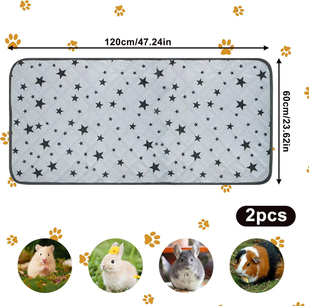 2 Stück 60*120CM Pipipads für Meerschweinchen, Meerschweinchen Unterlage Waschbar, Super Ssaugfähige
